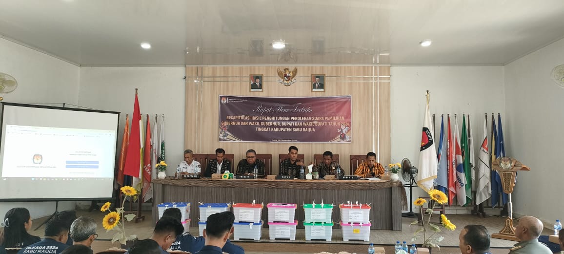 Rapat Pleno Terbuka Rekapitulasi Perolahan Suara Pemilihan  Gubernur dan Wakil Gubernur, Bupati dan Wakil Bupati Tingkat Kabupaten Sabu Raijua