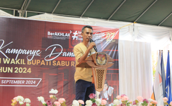 Ketua Bawaaslu Sabu Raijua, saat menyampaikan sambutannya dala Deklarasi Kampanye Damai 